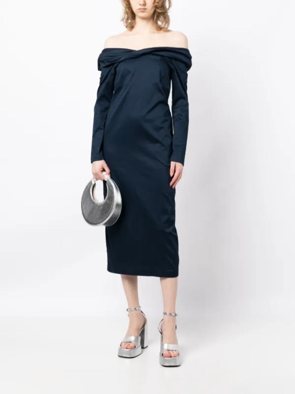 Kika Vargas off-shoulder long-sleeve midi dress